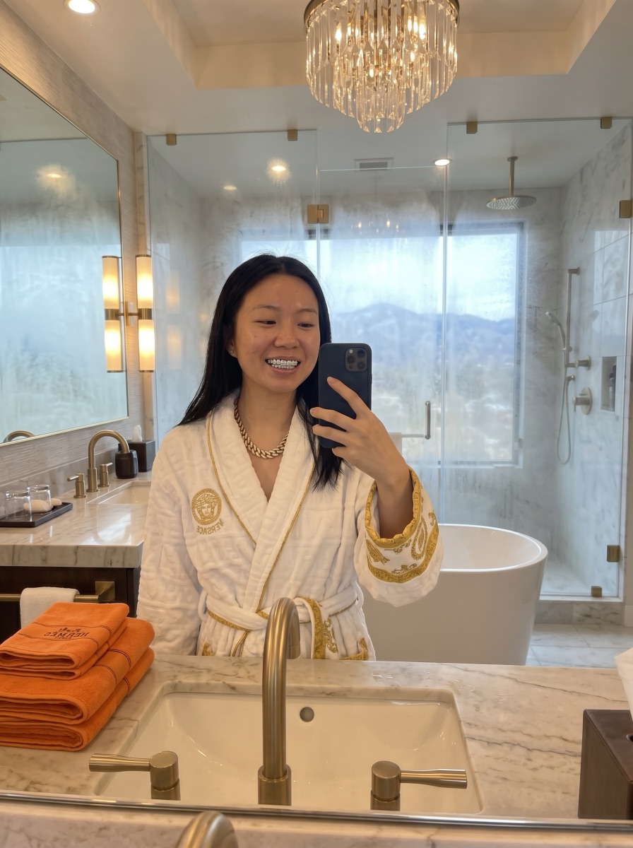 Styled in a five-star hotel bathroom with designer drip